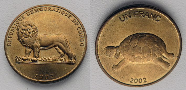 Конго 1 франк 2002